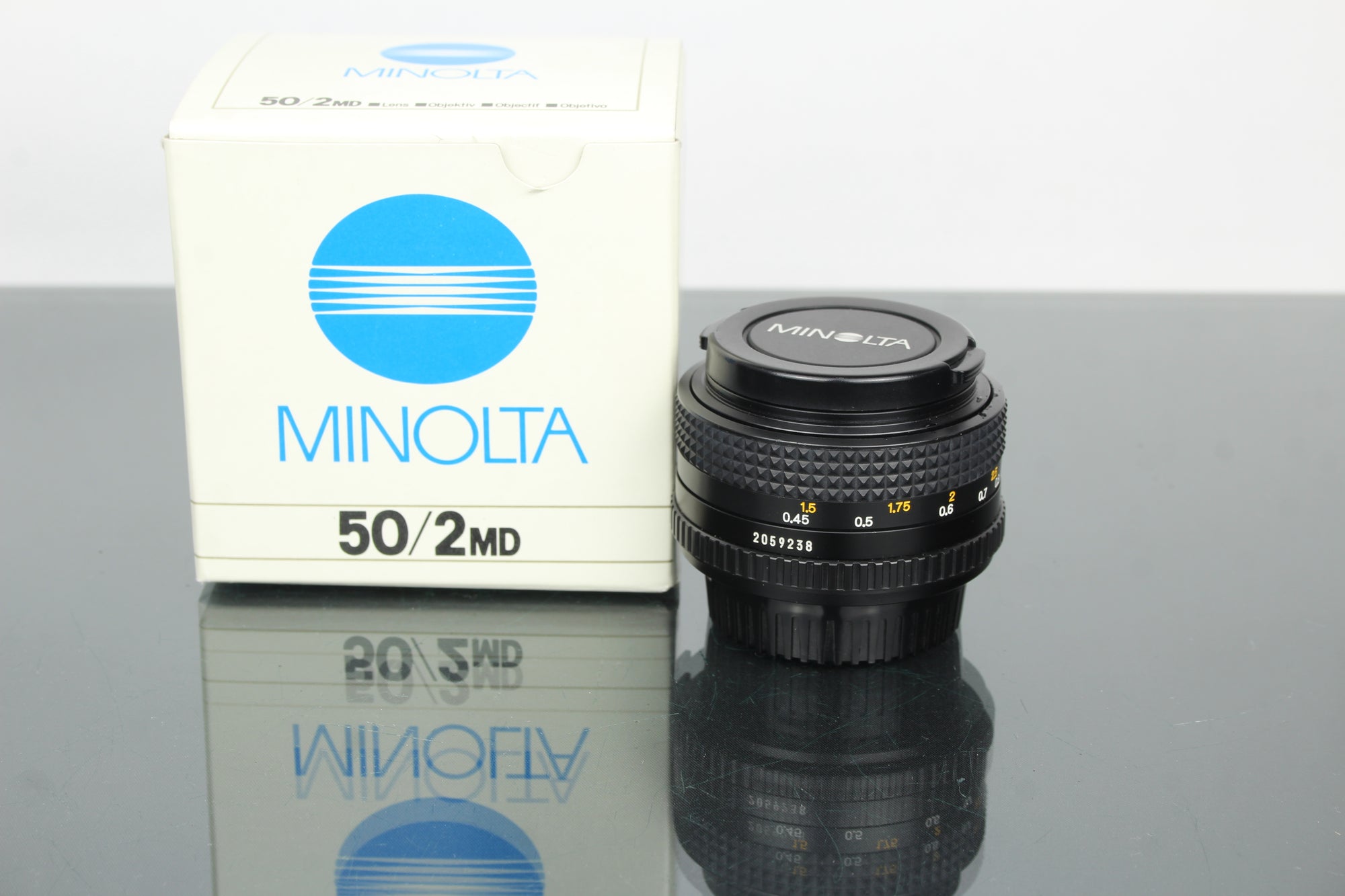 Minolta MD 50mm 1:2 49mm objektiv (MD montáž)