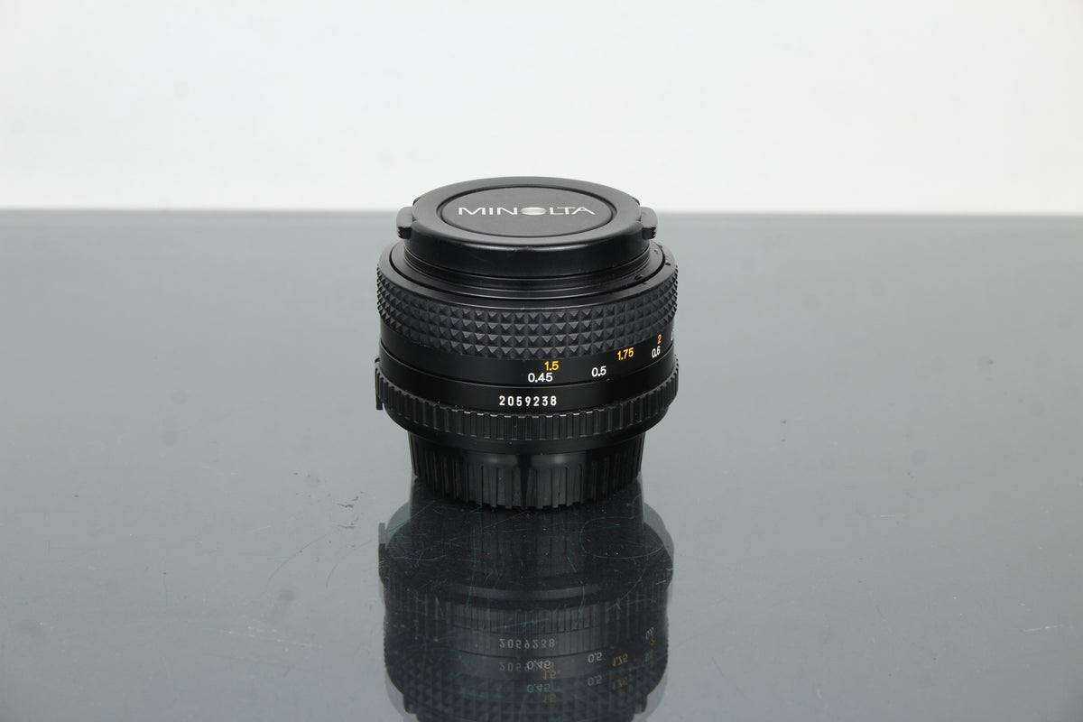 Minolta MD 50mm 1:2 49mm objektiv (MD montáž)
