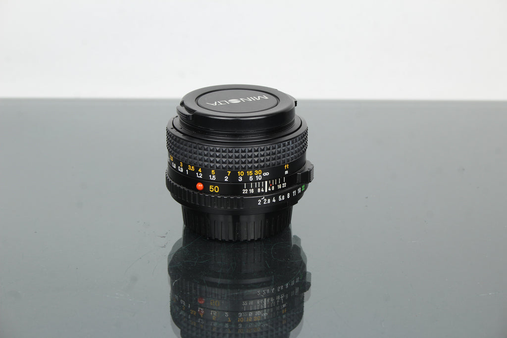 Minolta MD 50mm 1:2 49mm objektiv (MD montáž)