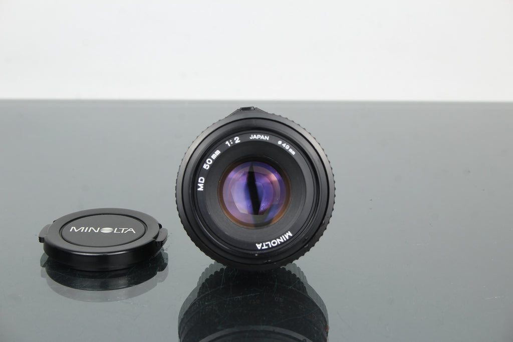 Minolta MD 50mm 1:2 49mm objektiv (MD montáž)