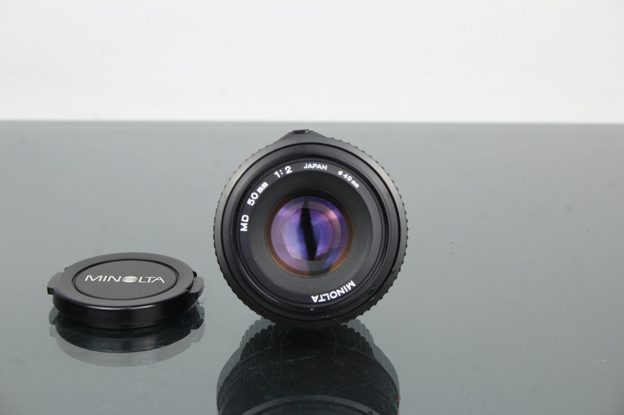 Minolta MD 50mm 1:2 49mm objektiv (MD montáž)